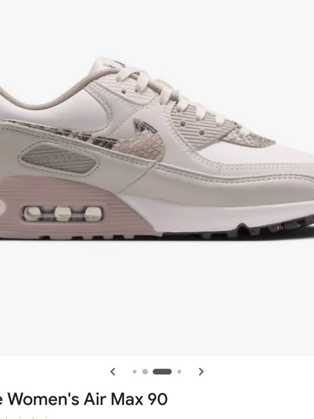 *SOLD*Nike Women's Air Max 90 - White with Light Pink & Snake-Print Swoosh